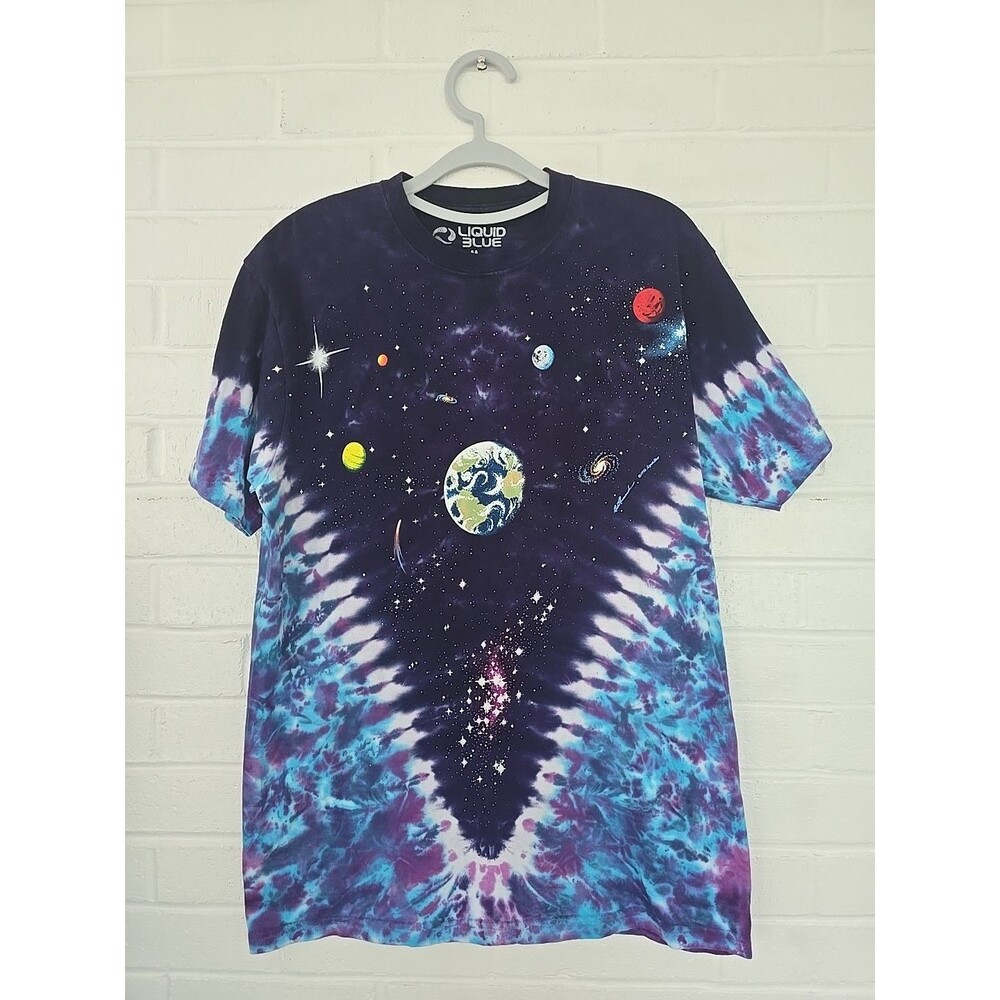 Vintage Liquid Blue All Over Print 1992 Galaxy Earth Space Purple Tie Dye M